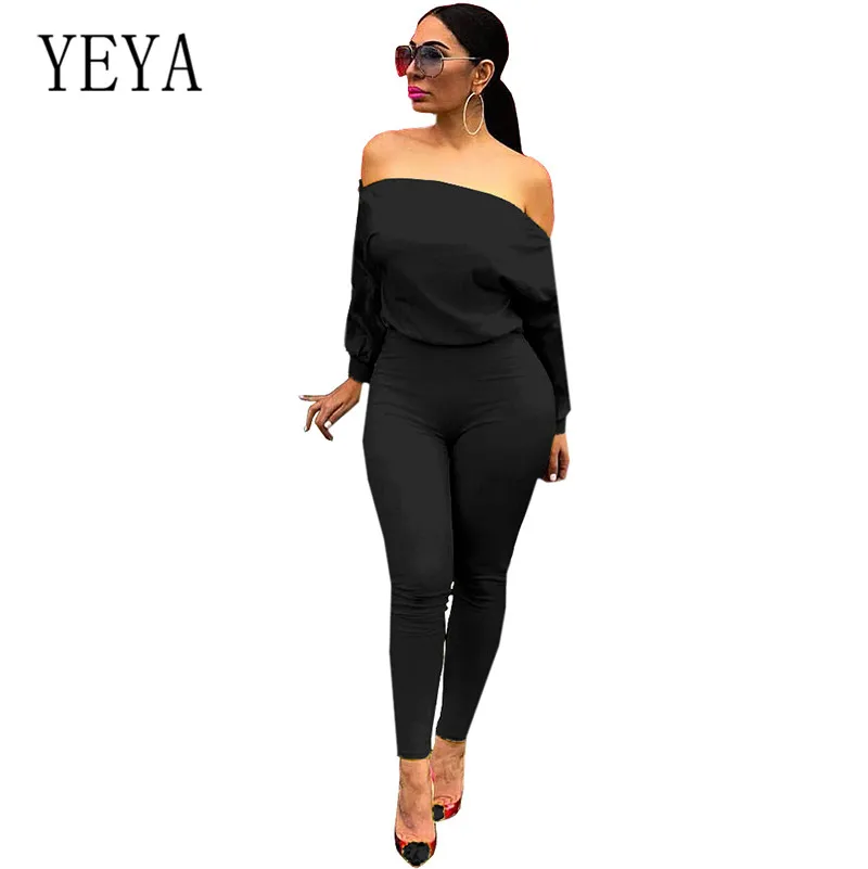 

YEYA Double Zipper Shoulder Strapless Collar Sexy Solid Jumpsuits Elegant Long Sleeve Fashion Hollow Out Casual Women Playsuits