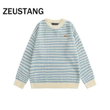 

Zeustang Fashion Streetwear Harajuku Sweaters Knitted Solid Pullover Sweater Hip Hop Casual Loose Outerwear Tops