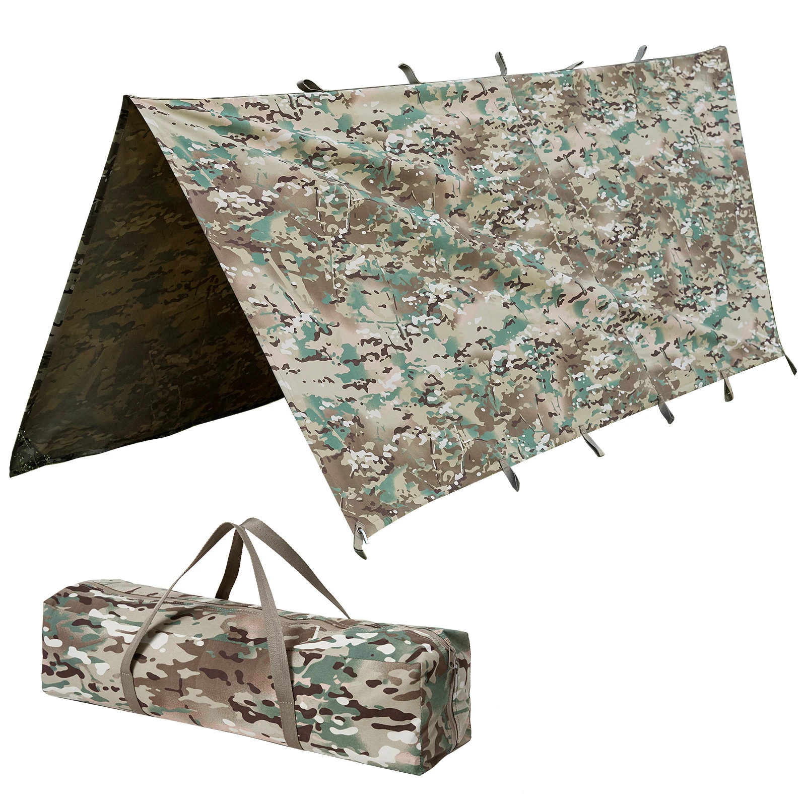 Akmax Military Tarp Survival Shelter Tent, Lightweight Bushcraft Fly