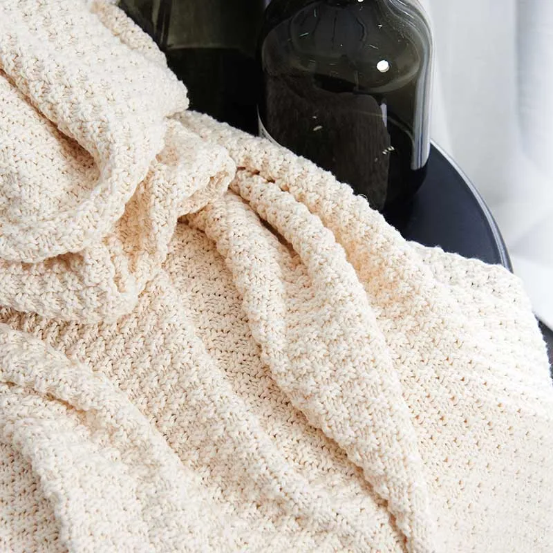 High Handmade quality cotton knit blanket, office&car rest blanket.Travel boarding blanket Christmas decoration blanket