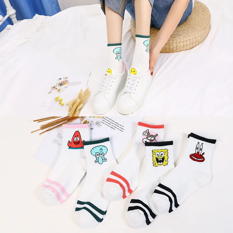 

5 Pairs Set Ins Style Funny Animal Patterned Women Short Socks Cartoon Korean Harajuku Funny Cotton Ankle Breathable Cute Sock