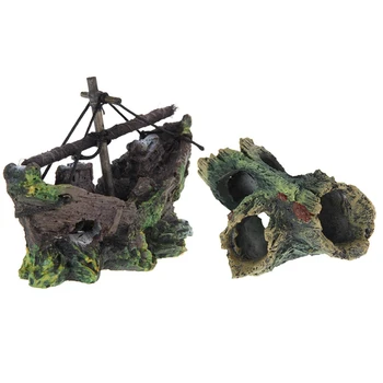 

Boat Ornament In Fish Tank Fishing Decoration 100% Safety Tank Decoration & Wooden Tree Ornament Decoration For Aquarium