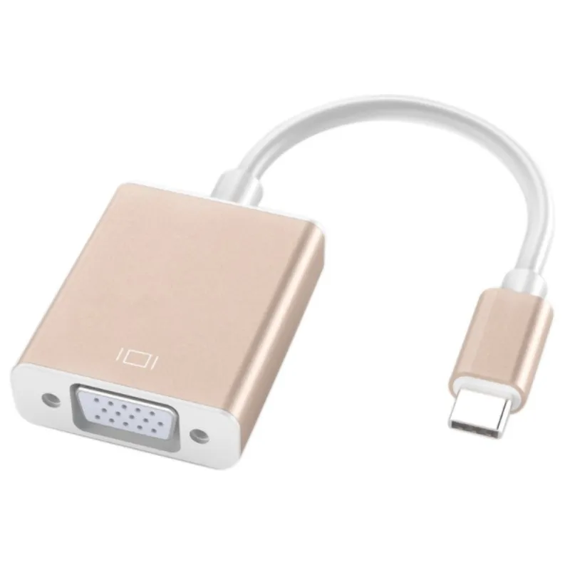 Золотой Универсальный Тип C к VGA адаптер USB3.1 USB-C конвертер кабель для MC ноутбука - Цвет: Золотой