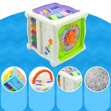 Многофункциональные Музыкальные Игрушки для малышей, музыкальная шкатулка, куб, часы, геометрические блоки, сортировка, развивающие игрушки