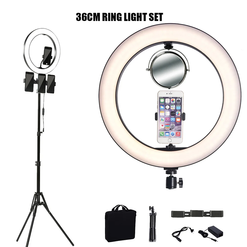 

14inch LED Selfie Lamp Ring With Stand Light To Record Video Selfie Photo Camera Phone Professional Ring Light With Tripod