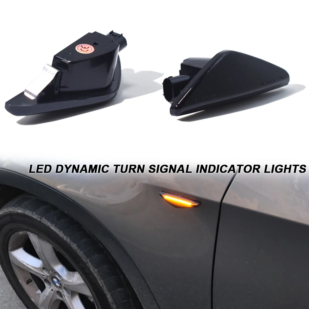 

2Pcs Sequential Blinker Side Marker Turn Signal LED Dynamic Lights For BMW X3 X5 X6 E71 E72 F25 Car Styling