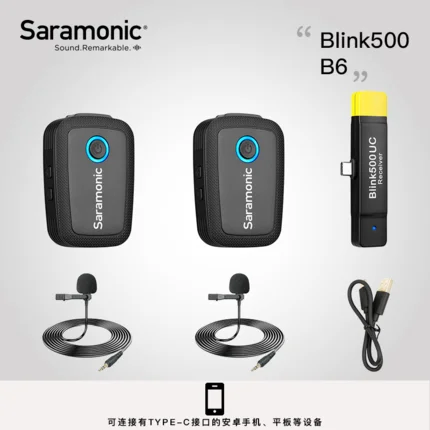 Saramonic беспроводной микрофон Blink 500 серии B1 B2 B5 B6 2,4 ГГц двухканальная микрофонная система w Lavalier для DSLR телефонов VS RODE GO
