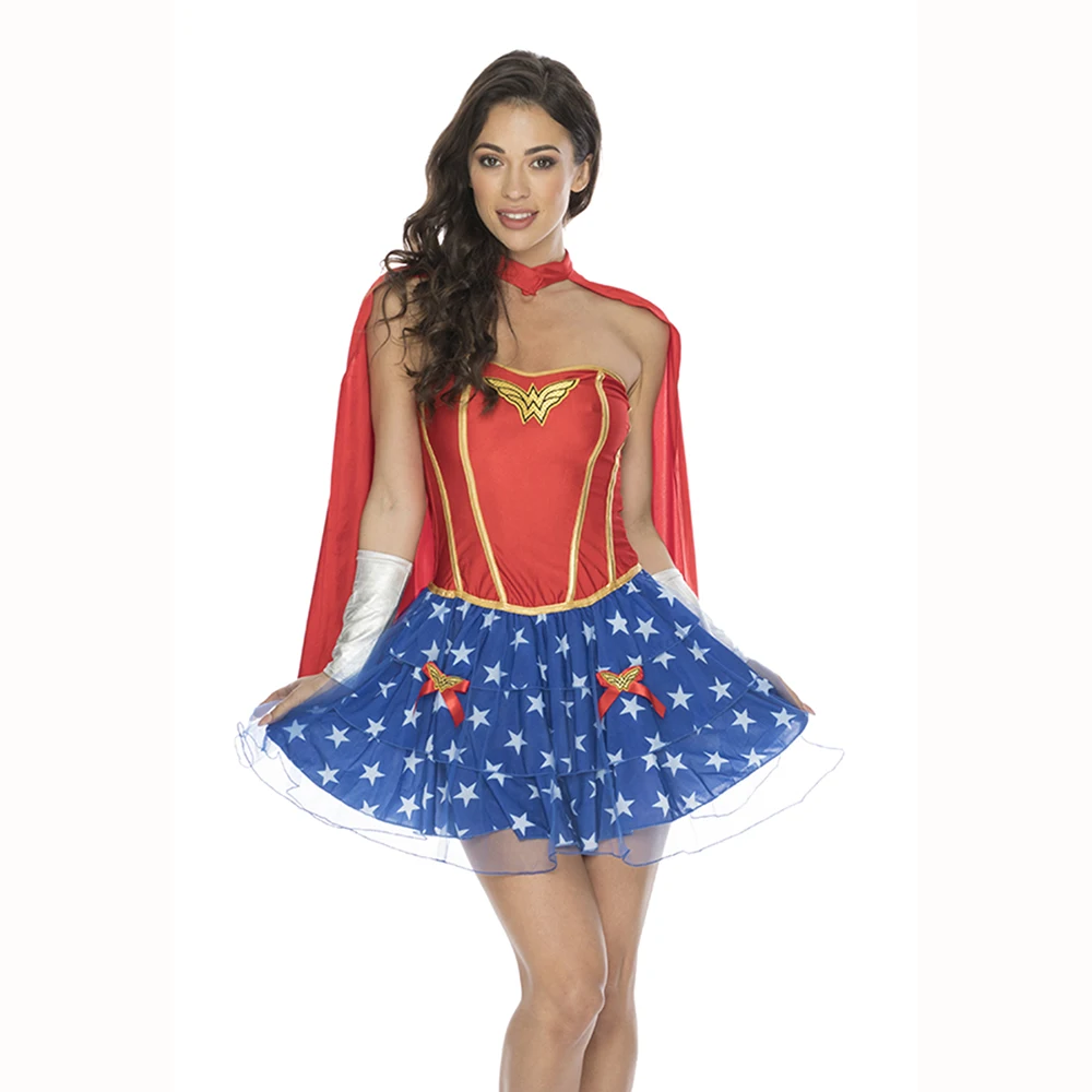 

Halloween Sexy Wonder Costume Superhero Women Supergirl Hen Party Fantasia Cosplay Fancy Dress