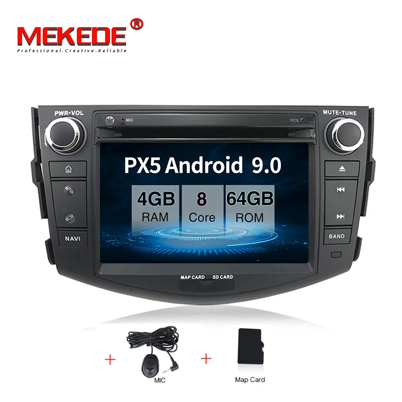 PX5 android 9,0 4 Гб+ 64 ГБ Автомобильный рекордер радио gps dvd-плеер для Toyota RAV4 Rav 4 2007-2011 с carplay wifi BT USB navi DAB - Цвет: octa cores