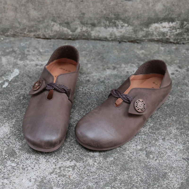 Туфли женские без шнуровки из натуральной кожи на плоской подошве (2019 8)|Обувь