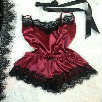 

Sexy Lace Sleepwear Women's Pajama Set Lingerie Temptation Babydoll Nightwear Cute Cami Top and Short pijama mujer