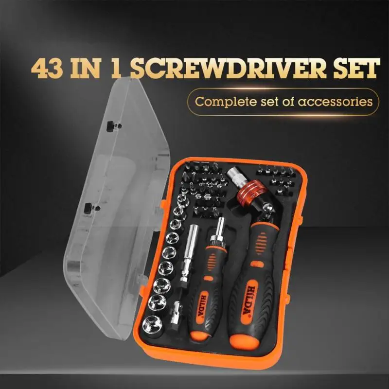 

45pcs Vehicle Car Repair Hand Tool Kit Household Socket Screwdriver Bit Set Excellent Chromium-Vanadium Alloy Steel Hand Tool