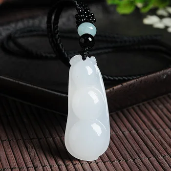 

Afghan white jade string beans pendant