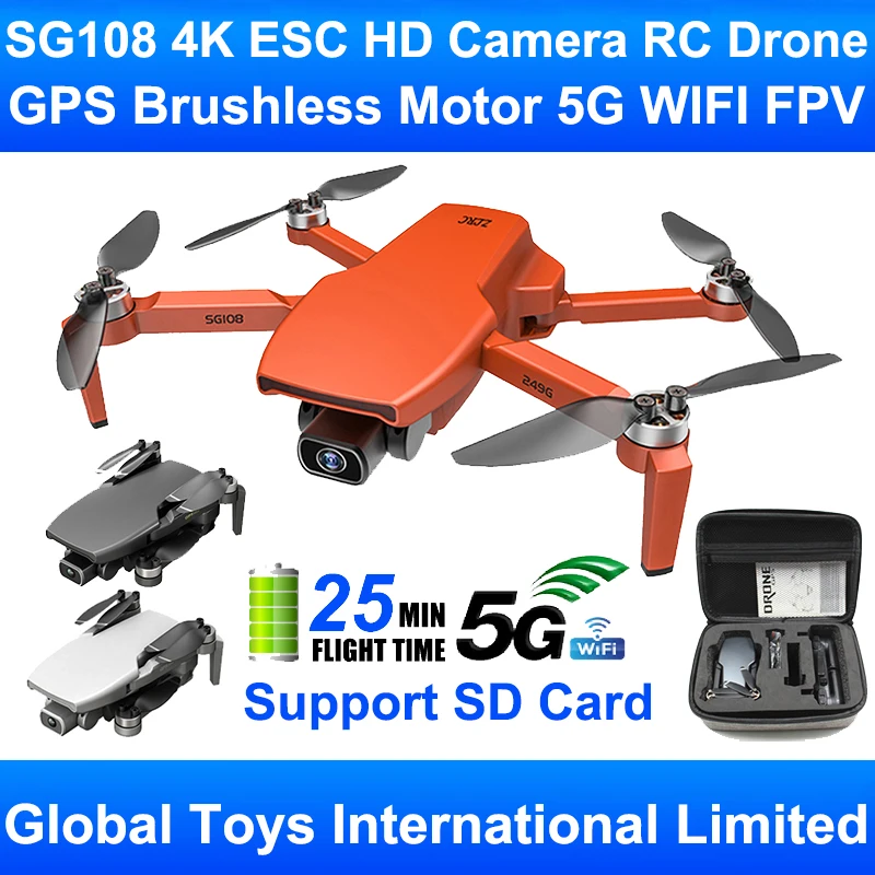 5g Wifi Zlrc 108 G108 Pro MAx Drone 4K HD 2-Axis Gimbal