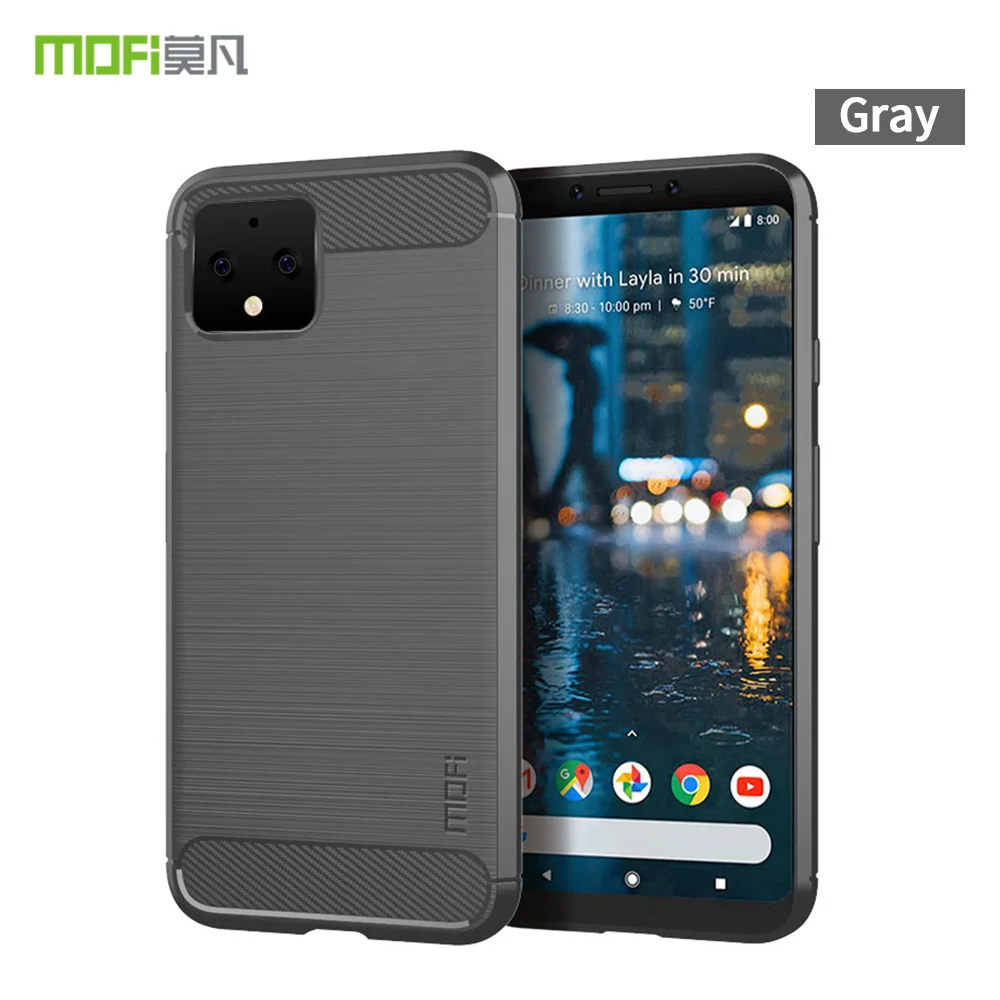 MOFi для Google Pixel 4 чехол противоударный из углеродного волокна Мягкий ТПУ противоударный чехол для телефона для Google Pixel 4 XL Capa Coque - Цвет: Серый