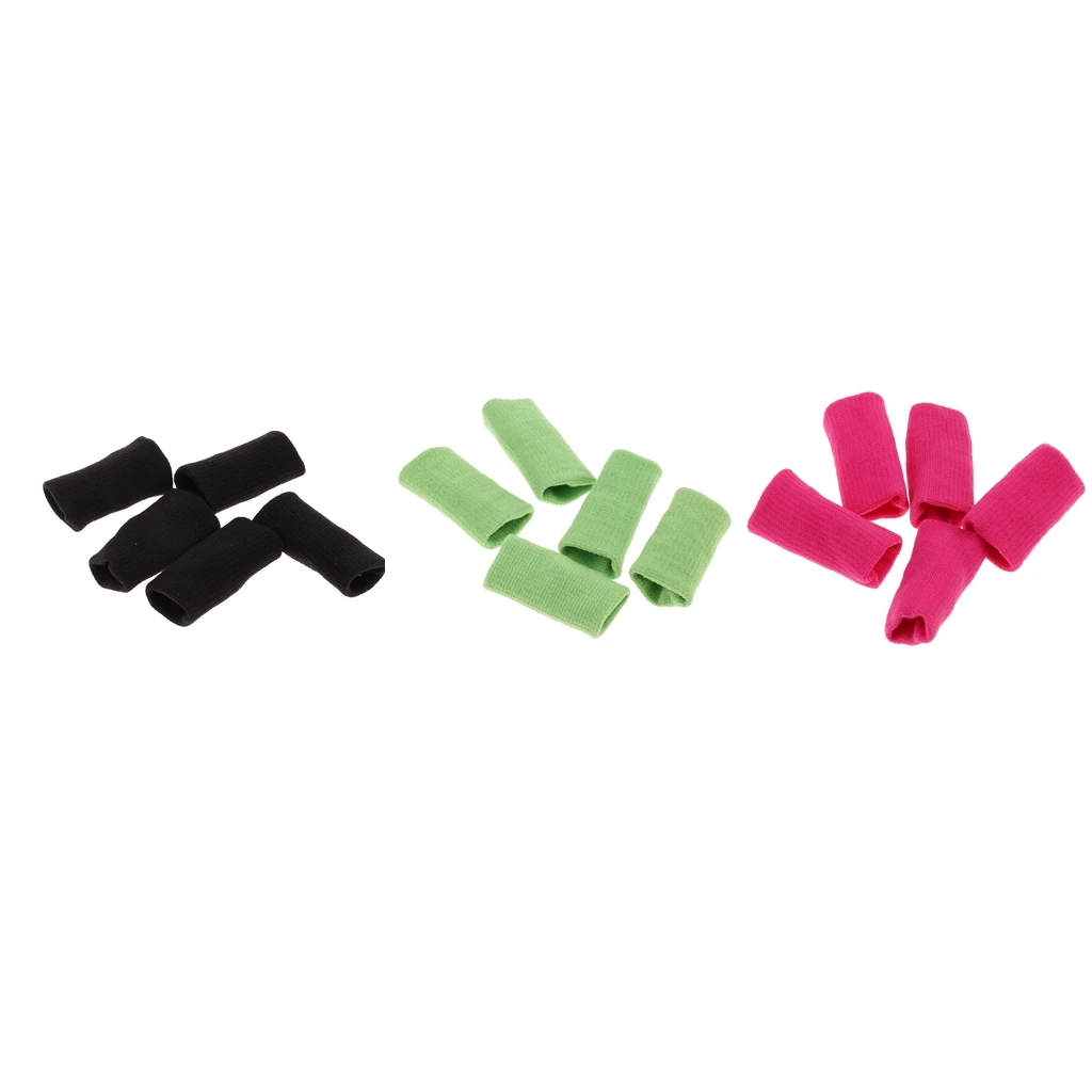 5 Pieces Sports Elastic Finger Sleeves Protector Sleeves Breathable Support Thumb Brace Protector Sports Aid Nylon Finger Sleeve