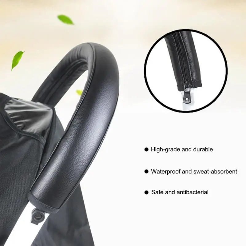 Stroller Handle Cover Leather Baby Pram Armrest Protective PU Waterproof Black Or Brown Accessories | Мать и ребенок