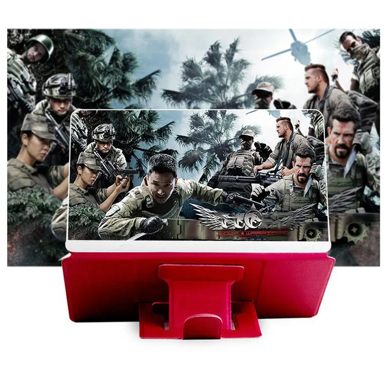 Red 8 дюймов 3D экран мобильного телефона увеличительное стекло HD анти-излучения глаз мобильный телефон усилитель кронштейн мобильного телефона усилитель - Цвет: Red