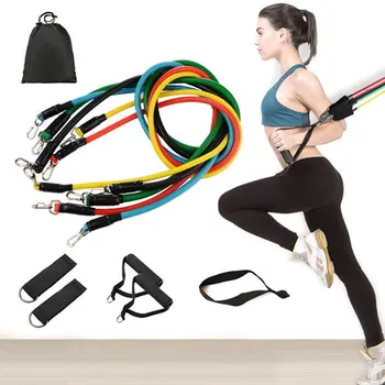 

11-piece set Tensioner Pull Rope Fitness Multi-function Tensioner Suit Muscle Training Belt Elastic Sleeve Bands
