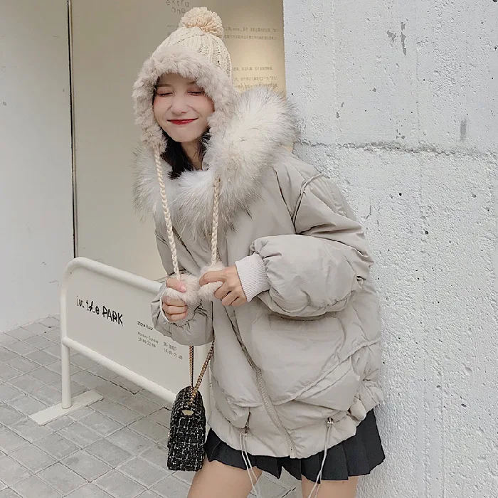 

2019 Autumn & Winter Down Jacket Women's Loose-Fit-Style Super Fire INS down Coat Fat Mm Coat Online Celebrity Douyin