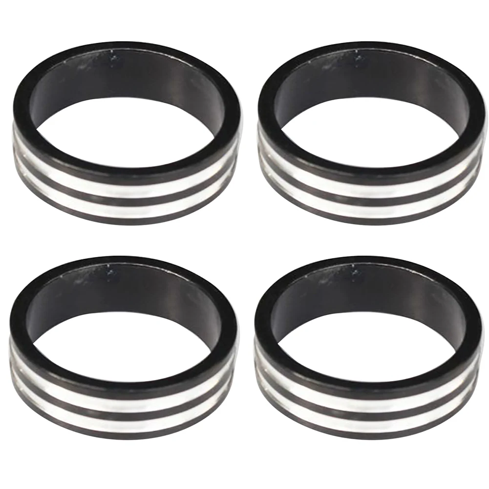 4Pcs Cap Cycling Parts Sports Aluminum Alloy Front Stem Replacement Outdoor Fork Washer Durable Road Bike Bicycle Headset Spacer - Цвет: Черный