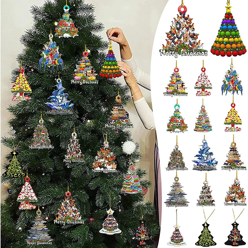 

5Pcs/1set New Christmas Pet Wooden Pendant 2022 Christmas Tree Pendant Creative Interior Decoration Pendant DIY Accessories