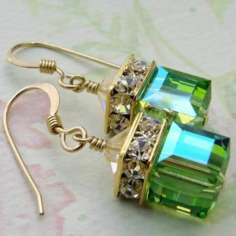 Art Deco Geométrico Negro Verde Piedra Bronce Estilo Vintage colgantes pendientes