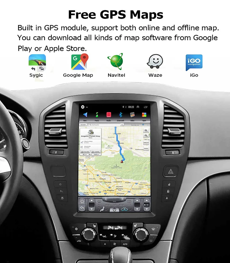 Автомобильный GPS-Навигатор В Вертикальном Стиле Tesla, Android 12.
