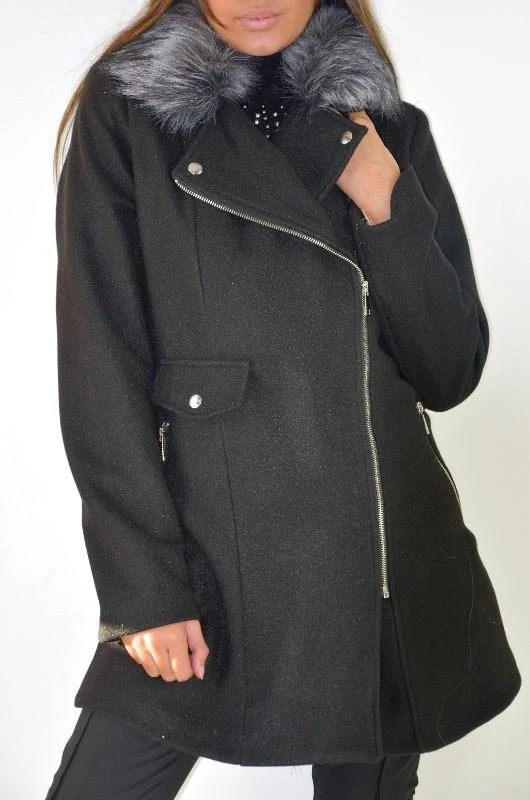 GREYMODA ABRIGO MUJER CREMALLERA CUELLO PELO
