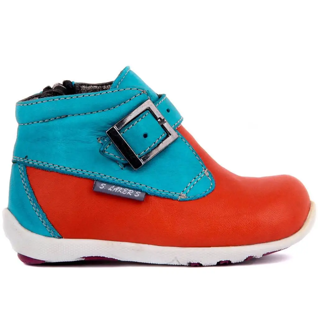 

Sail Lakers-Orange, Blue Leather Baby Shoe