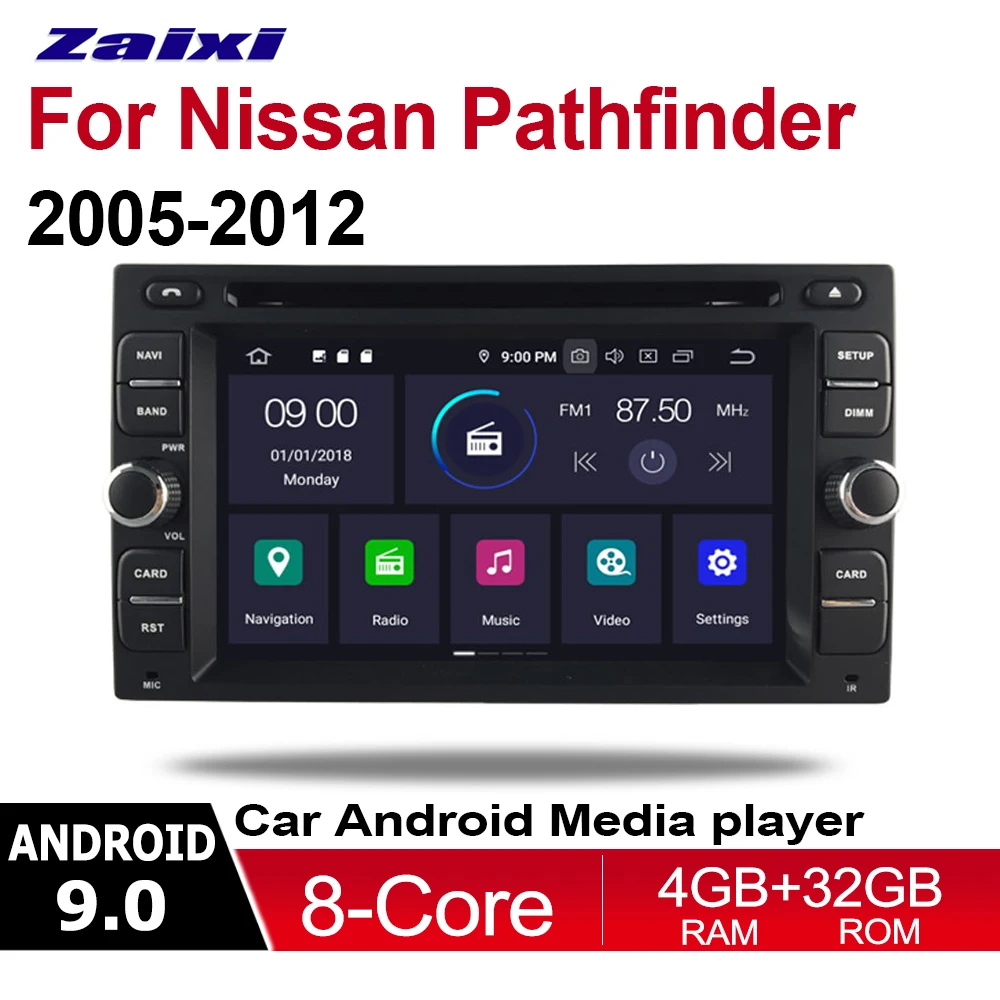 ZaiXi 2din Android 9 0 Восьмиядерный 4 Гб RAM автомобильный DVD для Nissan Pathfinder 2005 ~ 2012 GPS Радио BT
