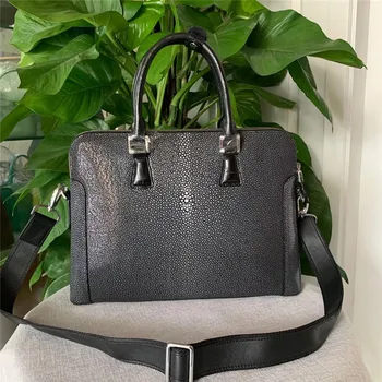 

Business Style Authentic Exotic Stingray Skin Men's Working Briefcase Genuine Alligator Leather Male Large Top-handle Handbag