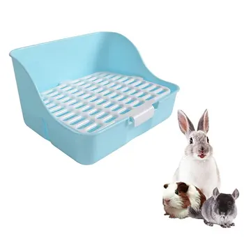 

Saim Pet Rabbit Toilet Plastic Potty Trainer Corner Cat Litter Bedding Box Small Rat Toilet for Animal/Guinea/galesaur/Ferret