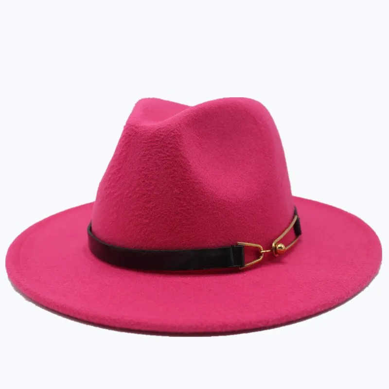 rose Red Seioum, с широкими полями, осенняя Женская мода, топ, джазовая шляпа Кепка, зимняя фетровая шляпа для мужчин, шерстяная шляпа, модная, Chapeau Femme, черные шапки - Цвет: rose Red
