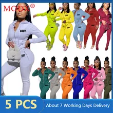 Groß Artikel Großhandel Viele Herbst Frauen Trainingsanzüge Zipper Fly Hoodie + Legging Casual 2 Stück Set Outfits Brief Druck M8090
