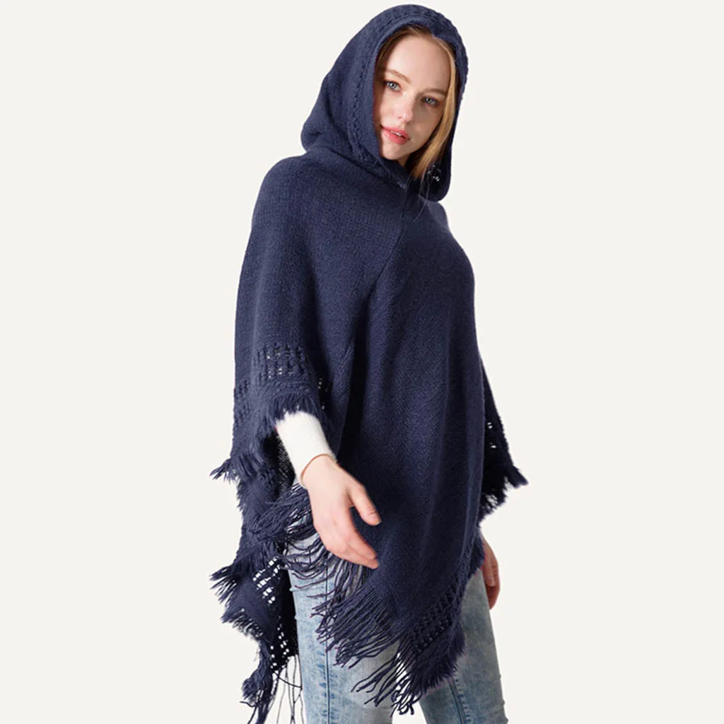 Модные шарфы для женщин; сезон осень-зима; вязаная накидка с капюшоном; Однотонный свитер накидка; теплый шарф; хиджаб; шарф; хиджаб