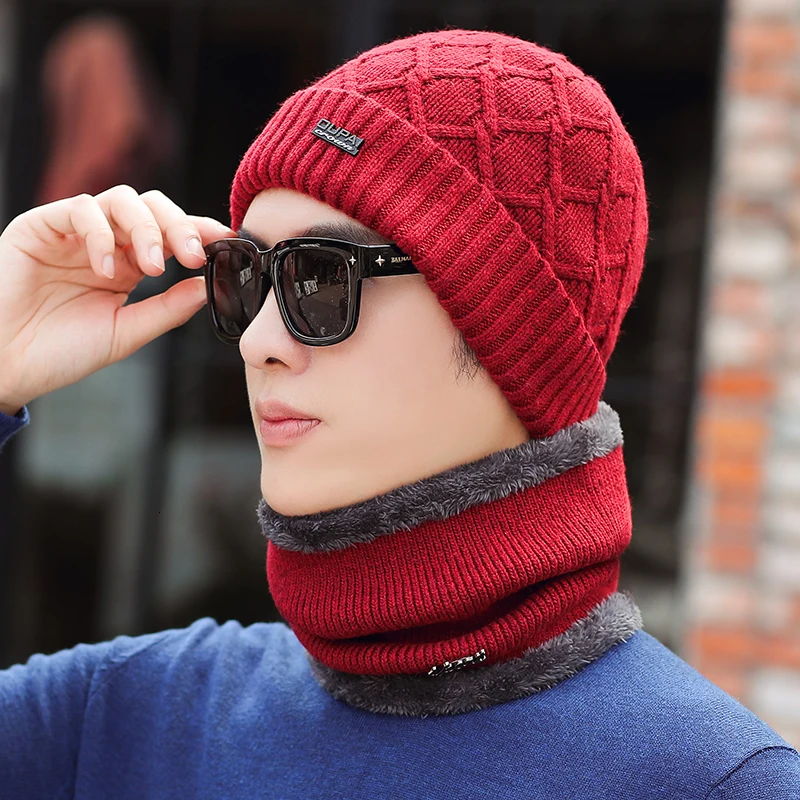 Зимняя шапка Skullies Beanies шапки зимние шапки для мужчин женский шерстяной шарф головные уборы, Балаклава маска Knitted шапка вязаная