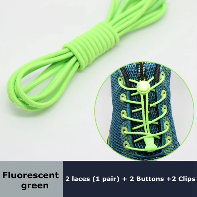 Round Elastic Shoelaces Suitable For Various Shoe Accessories No Tie Shoelace Fixed Stretching Locking Lazy laces 1 Pair Fluorescent green