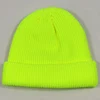 Bonnet court uni à manchette pour femme et homme, tricot, tête de mort, style Hip Hop, Streetwear, jaune néon, Orange, vert vif, hiver ► Photo 1/6