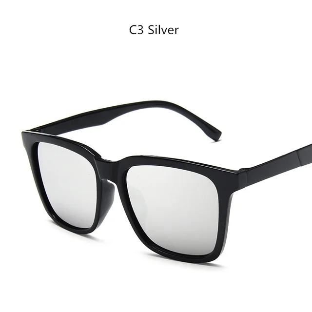 MAYTEN Sunglasses for Men Plastic Oculos De Sol Men's Fashion Square Driving Eyewear Travel Sun Glasses Eye Protect Silver