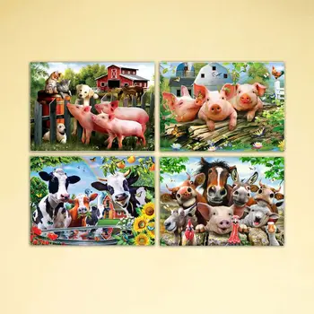 

4 Pack Pig Animals 5D DIY Diamond Painting Kits Full Drill Rhinestone Embroidery Cross Stitch Home Decor Craft Q6PE