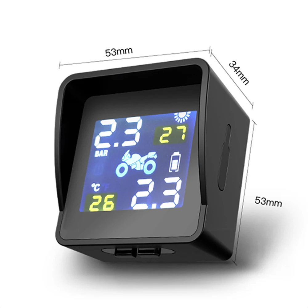 Солнечная беспроводная система контроля давления в шинах мотоцикла TPMS lcd Интеллектуальный внешний датчик Монитор давления в реальном времени