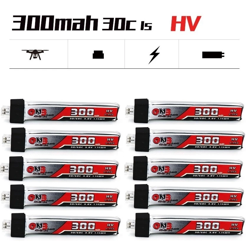 5Pcs GAONENG GNB 1S 300mAh 3.8V 30C/60C LiHV Lipo battery PH2.0 Plug for UK65 US65 Happymodel Mobula7Snapper BetaFPV 65S Drone | Игрушки и