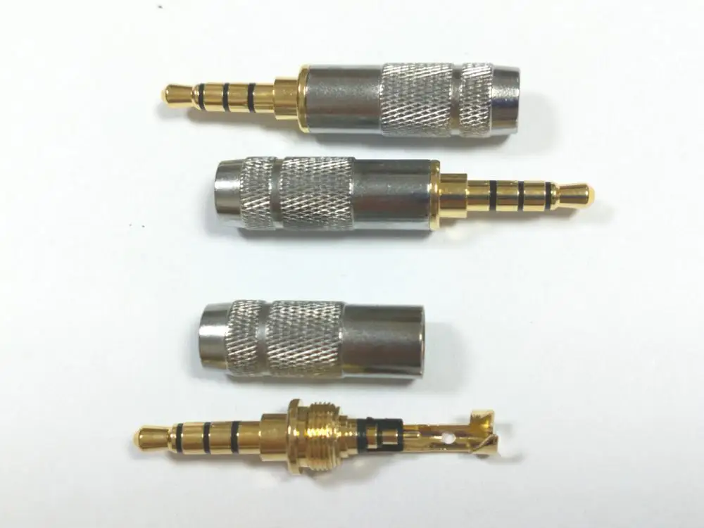 100pcs Gold audio 3 5mm Stereo 4 Pole Repair Headphone Jack Plug Cable Solders connector New