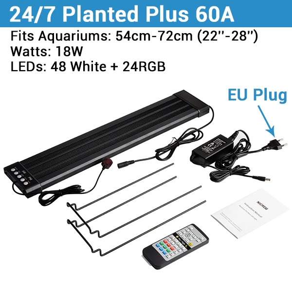 60A EU Plug NICREW 30-72 см светодиодный светильник для аквариума, 110-240 В, автоматический таймер, светильник для аквариума - Цвет: 60A EU Plug