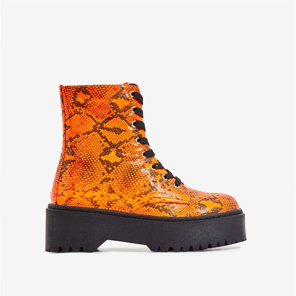 orange flat boots