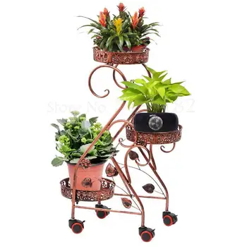 

Wrought iron flower rack rack multi-layer indoor balcony floor flower pot rack home green dill hanging orchid shelf