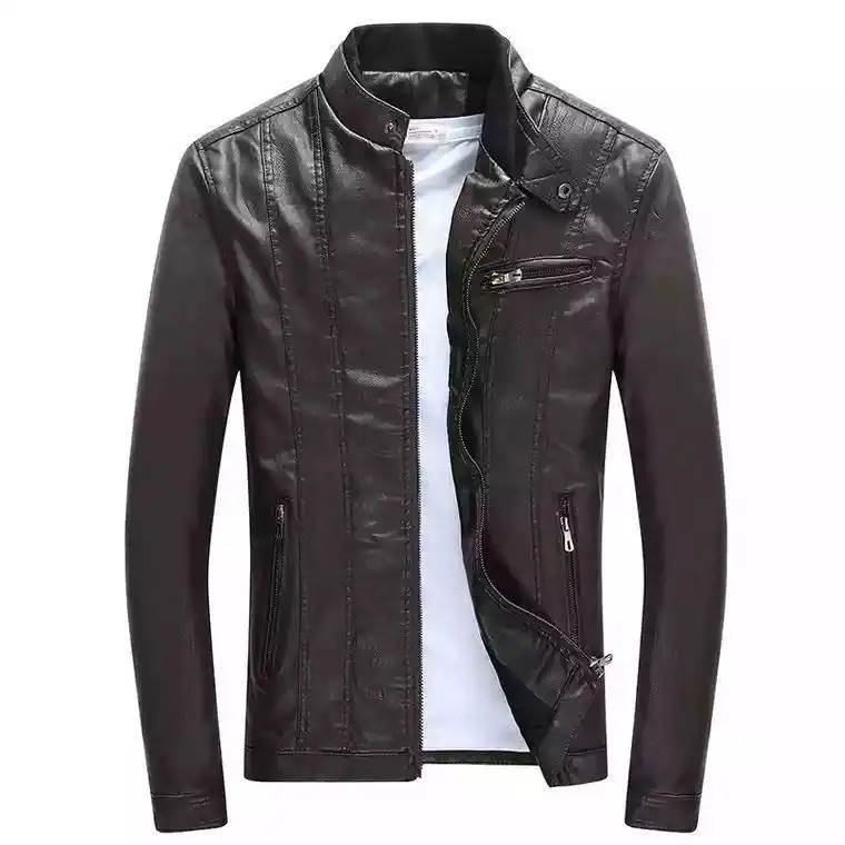 

2019 MEN'S Leather Coat Coat Thin Men Jacket MEN'S Coat Korean-style Leather Jacket a Generation