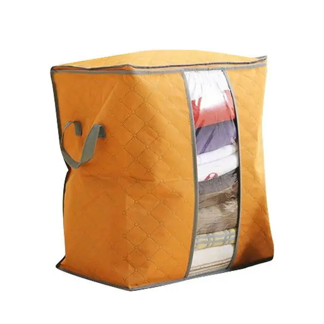 Нетканый тканевый складной ящик для хранения грязной одежды для сбора чехол на молнии для игрушек стеганая коробка для хранения прозрачный оконный Органайзер - Цвет: 45x50x30cm Orange