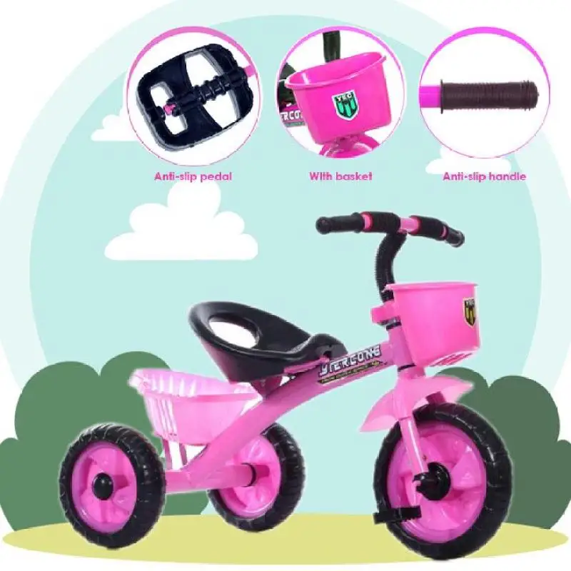 

NaVa DIY Metal Tricycle For Kids with Front & Rear Basket Direct Factory Children Kids Ride-On [Semi Assembled] Toys for boys
